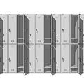 Row Of Multiple Open And Closed Lockers With Storage Compartments 3d model