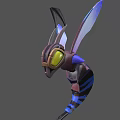 Winged Insect Creature Character Design With Colored Model And Wireframe 3D Render 3d model