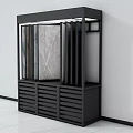 Modern Black Tile Display Rack With Ceramic Samples And Storage Drawers 3d model