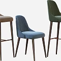 Various Stylish Bar Stools With Upholstered Seats And Metal Wooden Legs