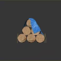 Wooden Logs With Stone Slab Covered On Green Grass Surface