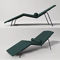 Dark Green Lounge Chair with Black Metal Frame and Round Pillow in Modern Contemporary Style