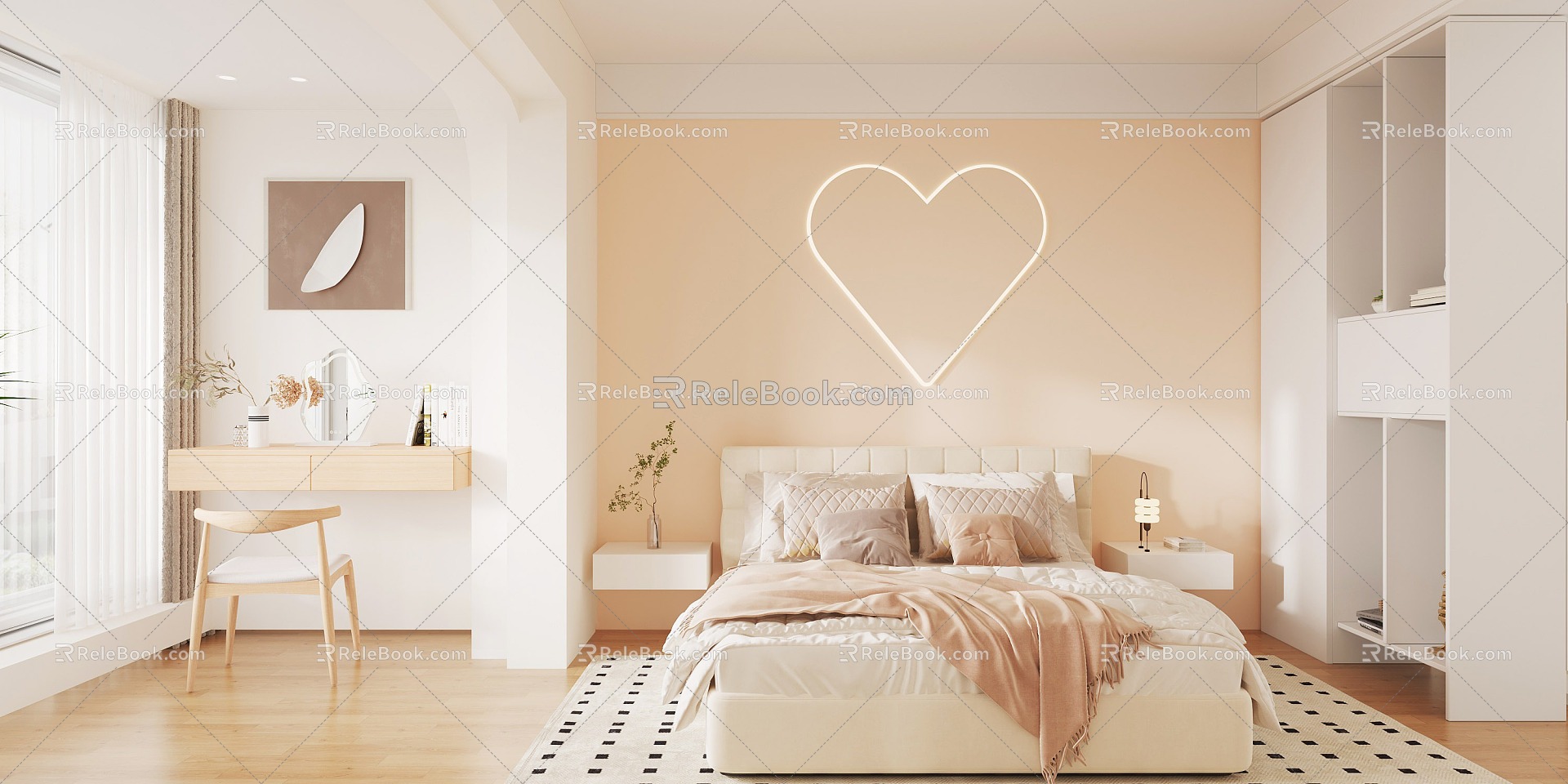 Modern Bedroom Cream Bedroom 3d model