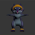 Cartoon Squirrel Character With Purple Blue Body Yellow Knitted Hat And Ankle Bands Outstretched Arms