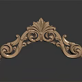 Golden Arched Decorative Component with Intricate Patterns on Black Background with Reflection 3d model