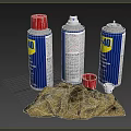 WD40 Spray Cans With Cleaning Cloth Red Cap And Small Lids 3d model