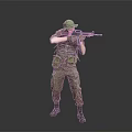 Military Themed Game Movie Character With Green Helmet Tactical Vest And Rifle