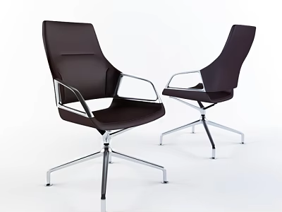 Black Office Chair With Metal Frame Armrests And Five Star Base Modern Design 3d model
