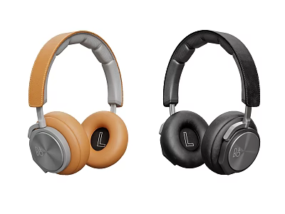 Stylish Brown And Black Over Ear Headphones With Leather Ear Cushions And Adjustable Headband 3d model