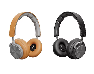 Stylish Brown And Black Over Ear Headphones With Leather Ear Cushions And Adjustable Headband 3d model