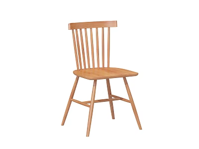 Light Wood Dining Chair With Simple Slat Back Design For Home Kitchen Use 3d model