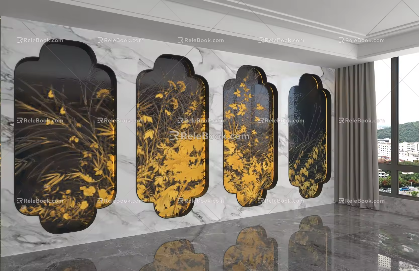 Modern background wall 3d model