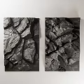 Modern Black Rock Textured Wall Decor Set of Two for Interior Decoration