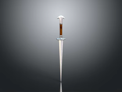 Silver Decorative Sword With Brown Handle And Sharp Steel Blade Design 3d model