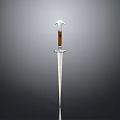 Silver Decorative Sword With Brown Handle And Sharp Steel Blade Design