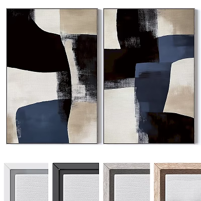 Modern Abstract Art Frames With Various Materials For Two Piece Wall Decor 3d model