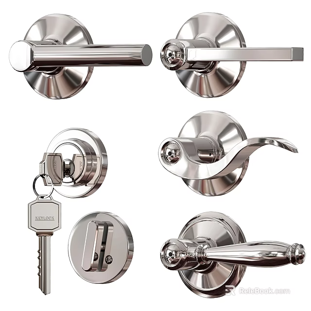 Stainless Steel Door Handles Various Types Lever Knob Lock Sets for Home Interior Doors 3d model 