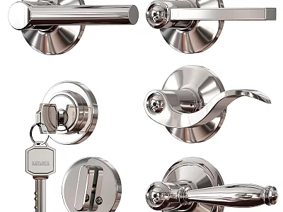 Stainless Steel Door Handles Various Types Lever Knob Lock Sets for Home Interior Doors 3d model