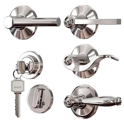 Stainless Steel Door Handles Various Types Lever Knob Lock Sets for Home Interior Doors 3d model