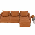Modern L Shaped Sofa Design With Orange Gray White Cushions For Living Room