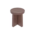 Wooden Side Table With Round Top And Angular Base In Modern Design 3d model