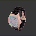 Elegant Luxury Wristwatch With Leather Strap Square Dial Golden Bezel And Gemstone Accent