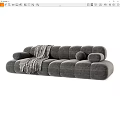 Modern Sectional Sofa with Rounded Modules Plaid Blanket and Decorative Cushions for Interior Design 3d model