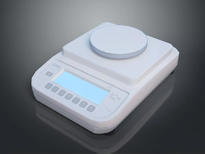White Desktop Digital Electronic Scale With Digital Display And Control Buttons 3d model