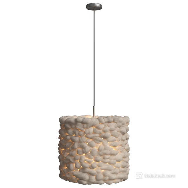 Modern Textured Pendant Light With White Natural Elements For Home Decor Design 3d model