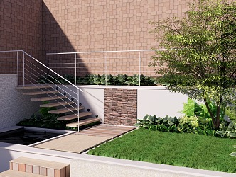 Modern Courtyard Sinking Courtyard Garden 3d model