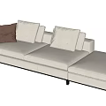 Modern White Three Seater Sofa With Brown White Cushions And Side Table 3d model