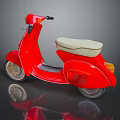 Vintage Red Scooter With Shiny Finish Beige Seat And Classic Design