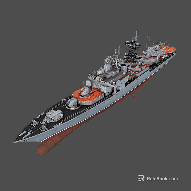Detailed Modern Warship 3D Model Featuring Radar Antennas and Deck Structures 3d model 