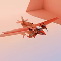 Red Model Airplane With Shark Mouth Design Propeller Wing And N733AL