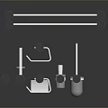 Stainless Steel Bathroom Accessories Set With Metal Rods And Black Round Bases