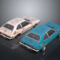Two Weathered Vintage Cars White And Blue Classic Models With Rustic Exteriors And Retro Design