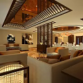 Luxurious Private Dining Room Interior With Round Table White Chairs Chandelier TV And Wall Art