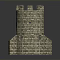 Stone Castle Tower Model With Battlements And Small Window Structure 3d model