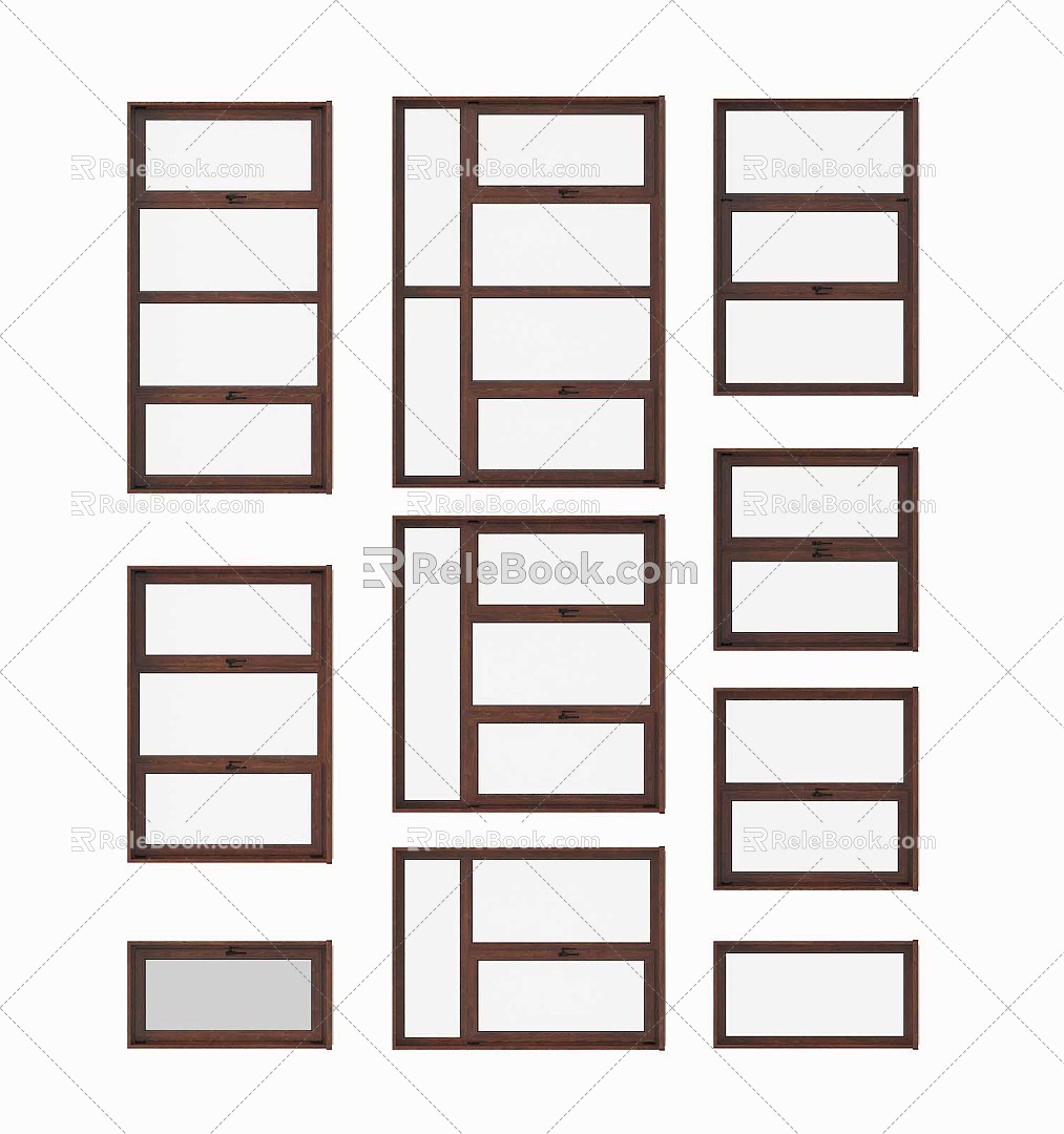 Modern windows aluminum clad wood doors and windows 3d model