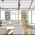 Modern Retail Store Interior With Wooden Shelves Product Displays And Bright Lighting