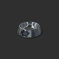 Round Stainless Steel Pet Bowl With Black Paw Print Design For Small Dogs And Cats