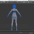 Pink Haired Female Game Movie Character In Gray Tank Top Skirt And White Shoes