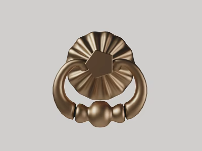 Brass Door Knocker With Scalloped Base And Hexagonal Center Ring Design 3d model