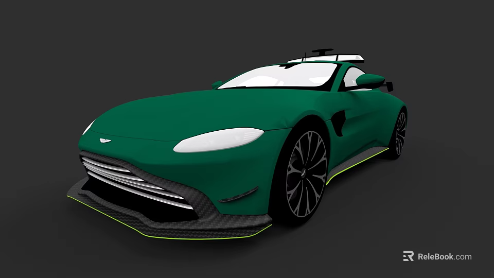 Green Sports Car With Roof Rack Sleek Design White Roof And Black Wheels 3d model 
