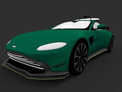 Green Sports Car With Roof Rack Sleek Design White Roof And Black Wheels 3d model