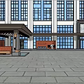 Modern Hotel Lobby Interior With High Ceiling Columns And Reception Desk