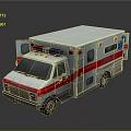 White Ambulance Exterior With Red Stripes And Emergency Roof Lights