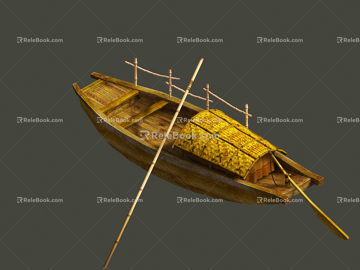 Chinese wooden boat 3d model