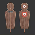 Wooden Human Shaped Targets With Axe And Red Bullseyes For Sports Training