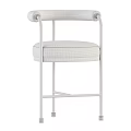 Modern Leisure Chair With Beige Padded Seat Backrest And Metal Frame Design